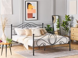 Łóżko metalowe 160 x 200 cm czarne LYRA