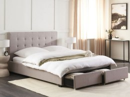 Łóżko z szufladami tapicerowane 160 x 200 cm jasnoszare LA ROCHELLE