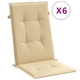VidaXL Poduszki na krzesła z wysokim oparciem, 6 szt., beżowy melanż