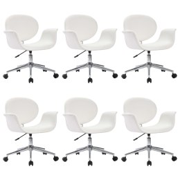 Obrotowe krzesła stołowe, 6 szt., białe, sztuczna skóra Lumarko!