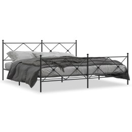 Metalowa rama łóżka z wezgłowiem i zanóżkiem, czarna, 200x200cm Lumarko!