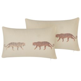 2 poduszki dekoracyjne z motywem tygrysa 30 x 50 cm beżowe NIEREMBERGIA