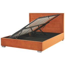 Łóżko z pojemnikiem welurowe 160 x 200 cm pomarańczowe ROUEN