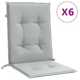 VidaXL Poduszki na krzesła z niskim oparciem, 6 szt, jasnoszary melanż