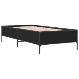 VidaXL Rama łóżka, czarna, 90x190 cm, materiał drewnopochodny i metal