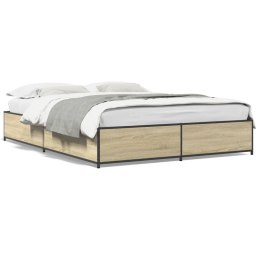 VidaXL Rama łóżka, dąb sonoma, 135x190 cm, materiał drewnopochodny