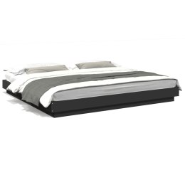 VidaXL Rama łóżka z LED, czarna, 180x200 cm, materiał drewnopochodny