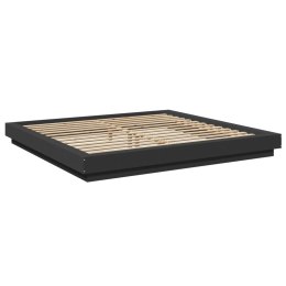 VidaXL Rama łóżka z LED, czarna, 180x200 cm, materiał drewnopochodny