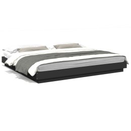 VidaXL Rama łóżka z LED, czarna, 200x200 cm, materiał drewnopochodny