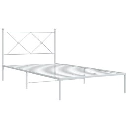 VidaXL Metalowa rama łóżka z wezgłowiem, biała, 100x200 cm