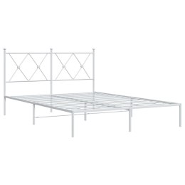 VidaXL Metalowa rama łóżka z wezgłowiem, biała, 135x190 cm