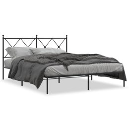 VidaXL Metalowa rama łóżka z wezgłowiem, czarna, 150x200 cm
