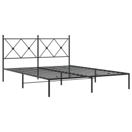 VidaXL Metalowa rama łóżka z wezgłowiem, czarna, 150x200 cm