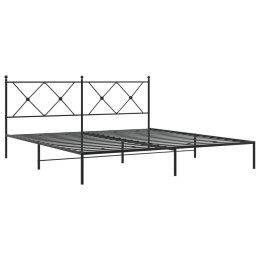 VidaXL Metalowa rama łóżka z wezgłowiem, czarna, 180x200 cm