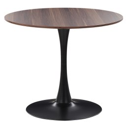 Stół do jadalni okrągły ⌀ 90 cm ciemne drewno z czarnym BOCA