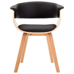 VidaXL Krzesło do jadalni, czarne, gięte drewno i sztuczna skóra
