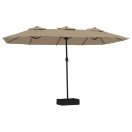 VidaXL Podwójny parasol ogrodowy z LED, kolor taupe, 449x245 cm