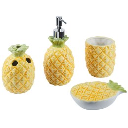 4-częściowy zestaw akcesoriów łazienkowych ananas ceramiczny żółty MAICAO