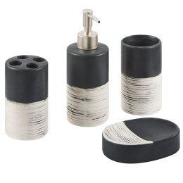 4-częściowy zestaw akcesoriów łazienkowych ceramiczny czarny z beżowym CORO