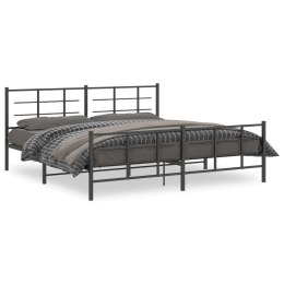 Metalowa rama łóżka z wezgłowiem i zanóżkiem, czarna, 200x200cm Lumarko!