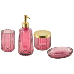 4-częściowy zestaw akcesoriów łazienkowych szklany różowy CARDENA