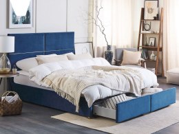 Łóżko welurowe z pojemnikiem 160 x 200 cm niebieskie VERNOYES