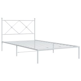 VidaXL Metalowa rama łóżka z wezgłowiem, biała, 107x203 cm