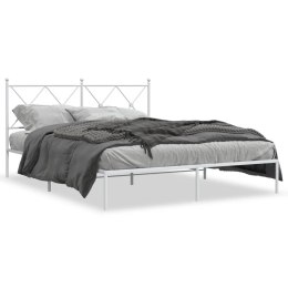 VidaXL Metalowa rama łóżka z wezgłowiem, biała, 150x200 cm