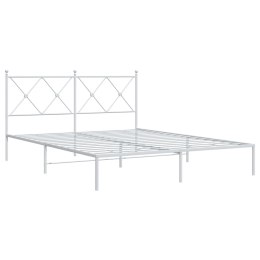 VidaXL Metalowa rama łóżka z wezgłowiem, biała, 150x200 cm