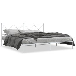 VidaXL Metalowa rama łóżka z wezgłowiem, biała, 200x200 cm