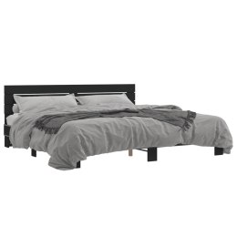 VidaXL Rama łóżka, czarna, 200x200 cm, materiał drewnopochodny i metal