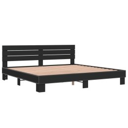 VidaXL Rama łóżka, czarna, 200x200 cm, materiał drewnopochodny i metal