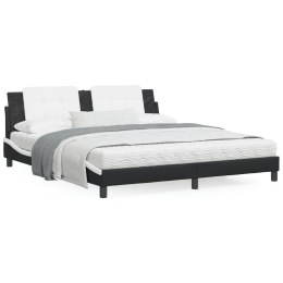VidaXL Rama łóżka z zagłówkiem, czarno-biała, 180x200 cm, ekoskóra
