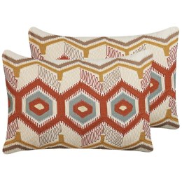 2 bawełniane poduszki dekoracyjne geometryczny wzór 40 x 60 cm wielokolorowe MAJRA