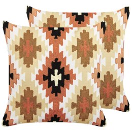 2 bawełniane poduszki dekoracyjne geometryczny wzór 50 x 50 cm wielokolorowe SERAMPORE
