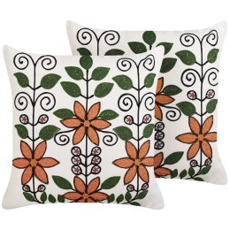 2 bawełniane poduszki dekoracyjne z motywem roślinnym 50 x 50 cm wielokolorowe VELLORE