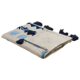 Koc bawełniany 130 x 180 cm beżowo-niebieski BHIND