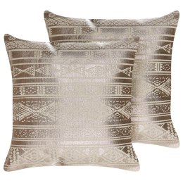 2 bawełniane poduszki dekoracyjne w geometryczny wzór 50 x 50 cm różowe złoto OUJDA