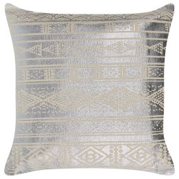 Bawełniana poduszka dekoracyjna w geometryczny wzór 50 x 50 cm srebrna OUJDA