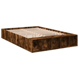 VidaXL Rama łóżka, przydymiony dąb, 135x190cm, materiał drewnopochodny