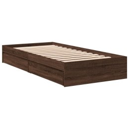 VidaXL Rama łóżka z szufladami, brązowy dąb, 75x190 cm