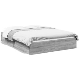 VidaXL Rama łóżka z szufladami, szary dąb sonoma, 140x200 cm