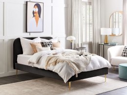 Łóżko welurowe 140 x 200 cm czarne FLAYAT