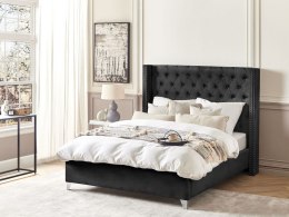 Łóżko welurowe 140 x 200 cm czarne LUBBON