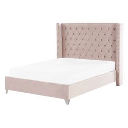 Łóżko welurowe 140 x 200 cm różowe LUBBON