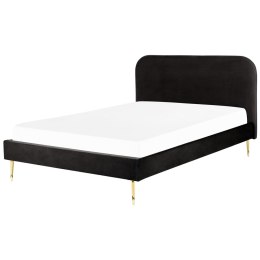 Łóżko welurowe 160 x 200 cm czarne FLAYAT