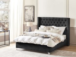 Łóżko welurowe 160 x 200 cm czarne LUBBON