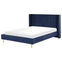 Łóżko welurowe 160 x 200 cm niebieskie VILLETTE