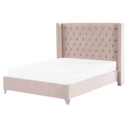 Łóżko welurowe 160 x 200 cm różowe LUBBON