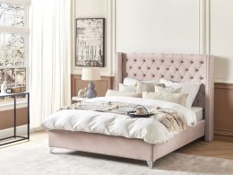 Łóżko welurowe 160 x 200 cm różowe LUBBON